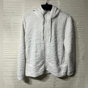 DSG Full Zip Jersey Knit Hoodie Jacket White Size Medium